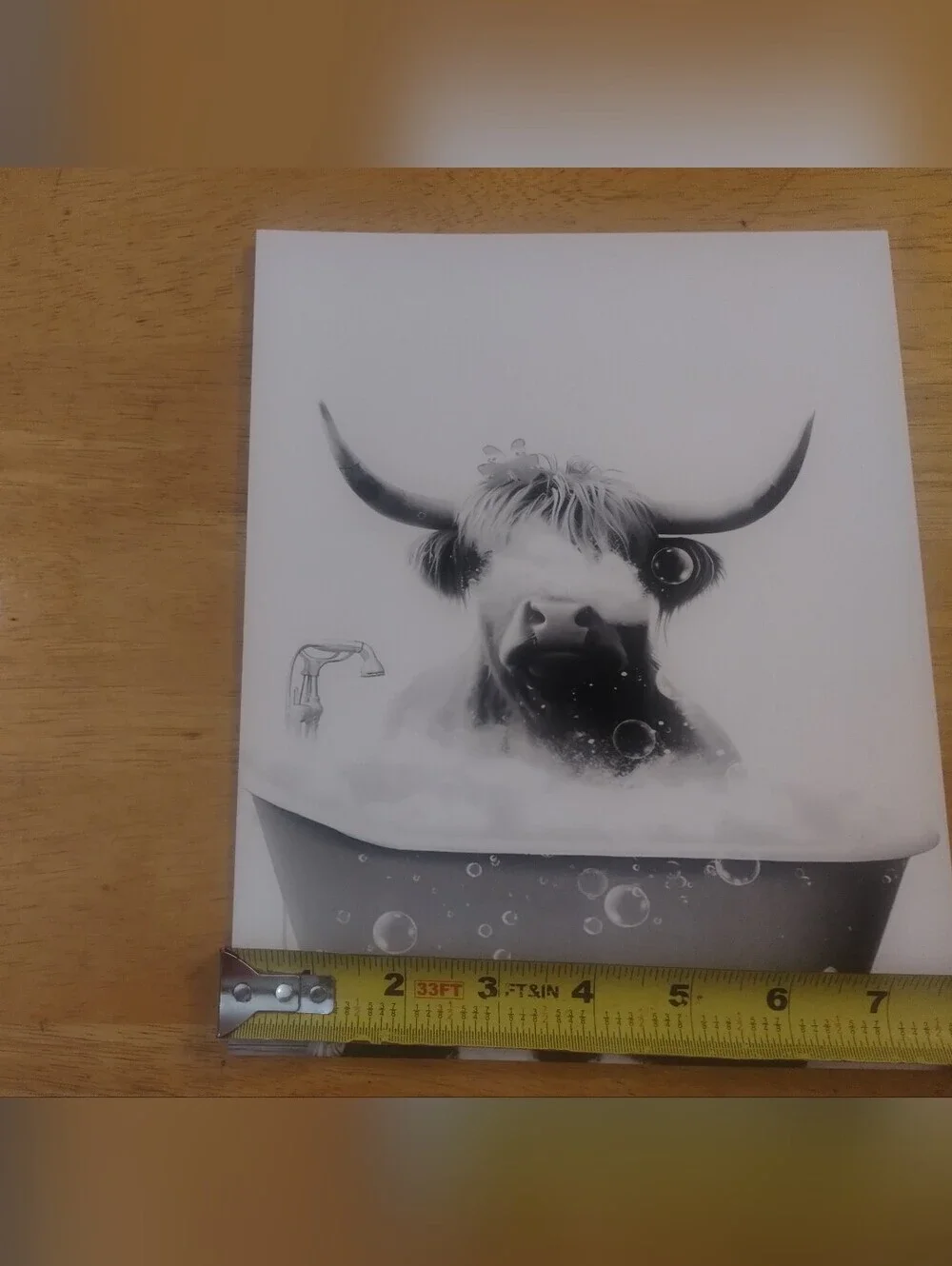 Funny Highland Cow Bubble Bath Wall Art Print Farmhouse Bathroom Decor 8x10